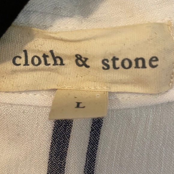 Cloth & Stone White Gauze Blue Striped Tunic Top - Picture 7 of 8